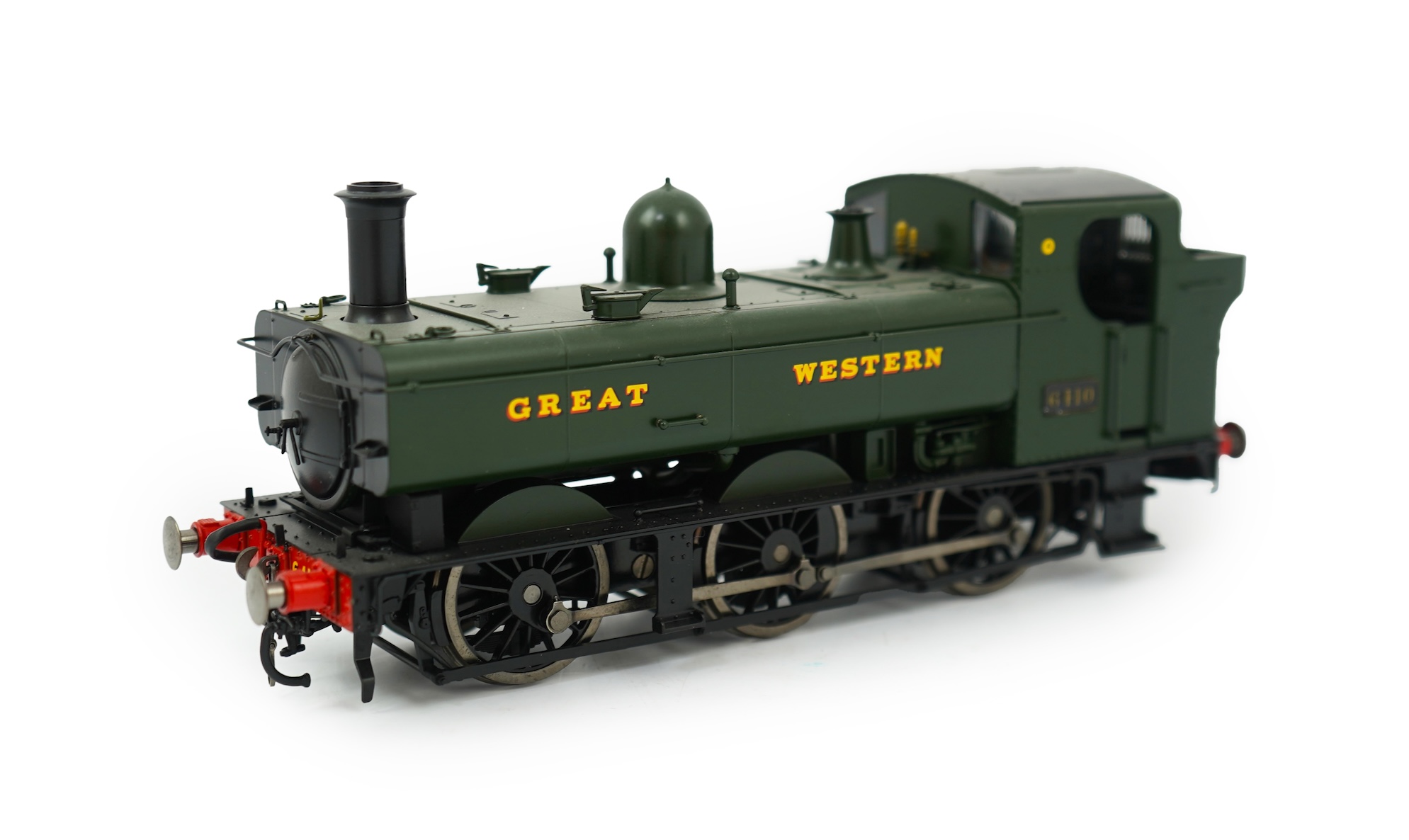 An 0 Gauge ‘Super O’, made in China, model of GWR Class 64xx, 6410, 0-6-0T locomotive, powered for two rail operation.